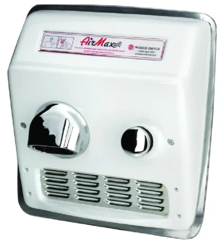 WORLD DRYER® RM5-Q974 AirMax™ Series Hand Dryer - Cast-Iron White Porcelain High Speed Push Button Recessed