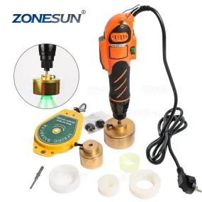 ZONESUN 100W Handheld Plastic Round Bottle Capping Machine Tool Portable Bottle Caps Screwing Sealing Machine